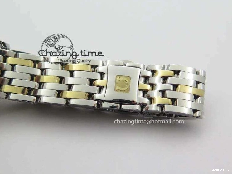 0503 OnTrend De Ville 27mm SS YG Ladies MK 1:1 Best Edition White MOP Dial Diamond Markers On SS Bracelet Ronda Quartz 8187